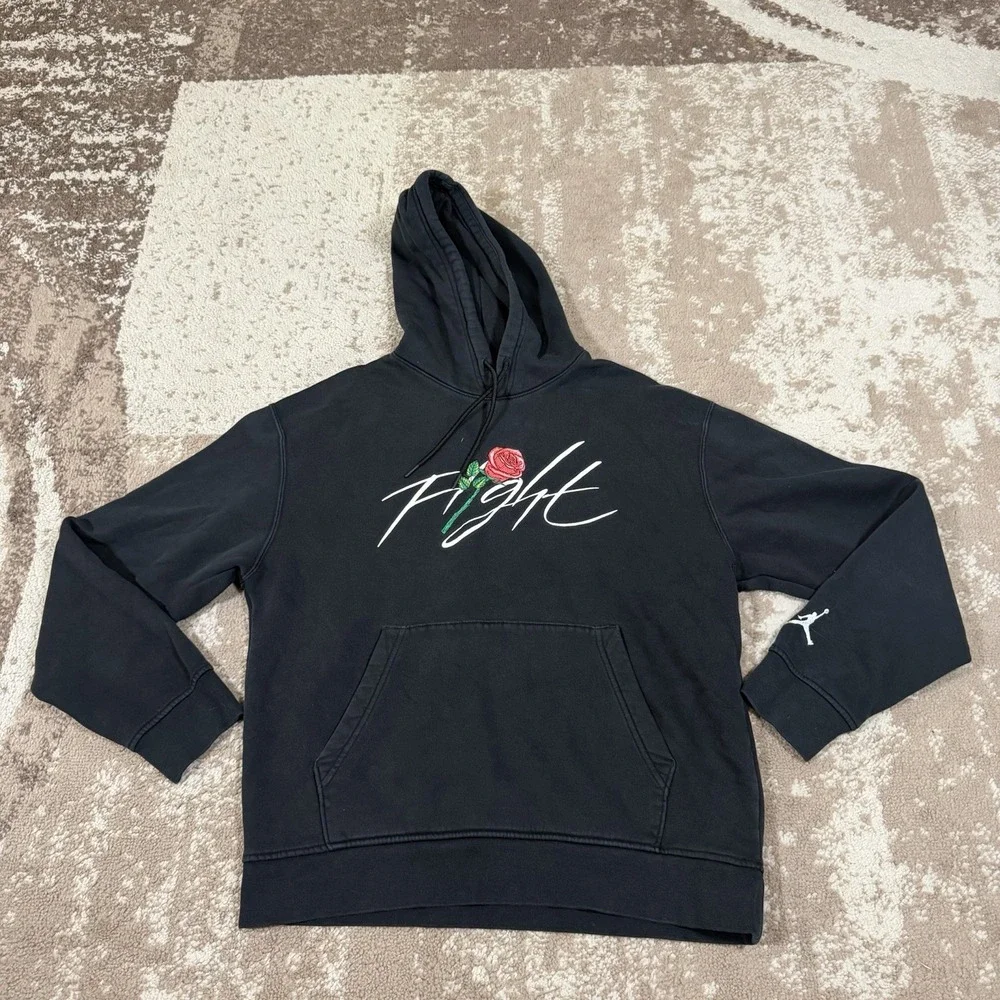 Jordan Hoodie Mens M Black Fight Rose Sorry For Your Loss Tour 1992 Nike